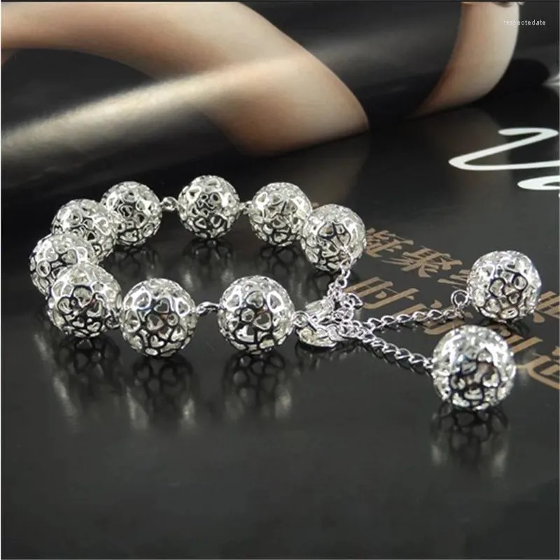 Charme Armbänder 925 Silber Trendy Vintage Hohl Aussage Manschette Ball Armreifen Für Frauen Mädchen Geschenke Überzogene Marke Schmuck