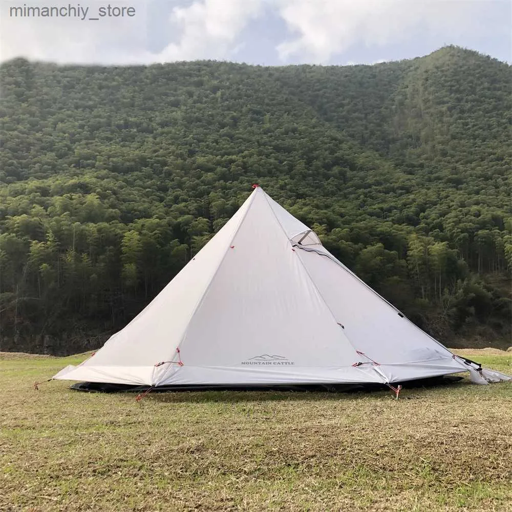 Tende e rifugi 3 ~ 4 Tenda calda con presa per stufa ignifuga per canne fumarie Tende leggere Teepee per la squadra familiare Escursione da campeggio all'aperto Q231117