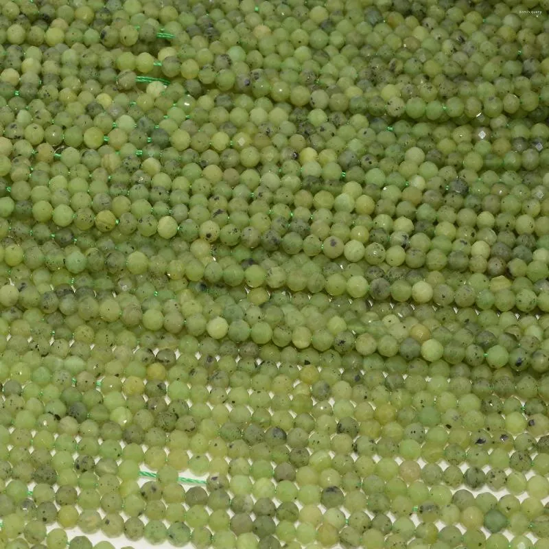Pierres précieuses en vrac Jade canadien naturel/néphrite vert serpentine Antigorite perles rondes à facettes 3.2mm