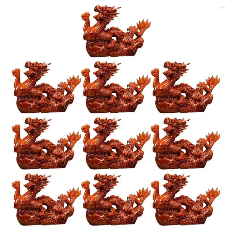 Garden Decorations 10 PCS Novely Decor Dragon Shaped Figurine Animal Statue Grace Hushåll inomhus bordsskiva trä Desktop Creative Wood