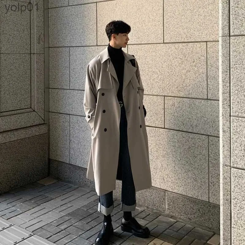 مزيج من الصوف للرجال 2023 العلامة التجارية الجديدة الربيع الخندق الكوري الكوري overcoat for long windbreaker streetwear men coat coat Outer Wear Clothingl231123