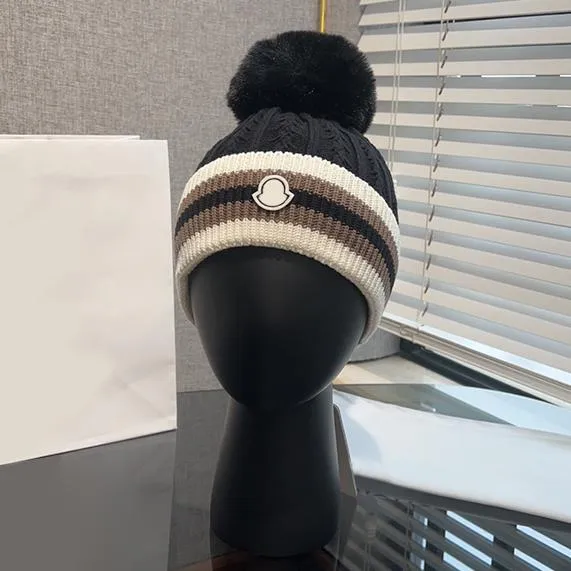 Mulheres bonés de lã homem chapéu de malha gorro designer crânio bonés chapéus de inverno listra costura design 4 cores capuz quente