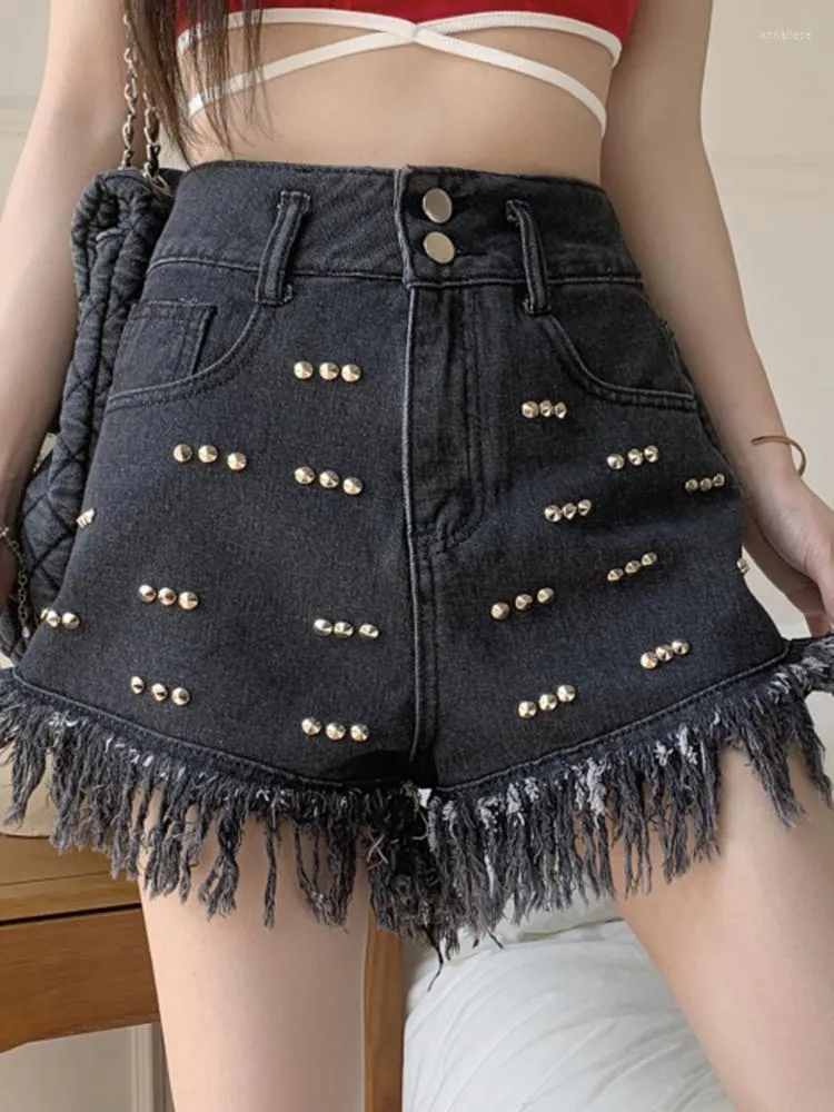 Jeans femme Vintage Denim Shorts taille haute pantalon frangé 2023 été coréen mode vêtements