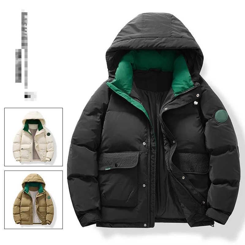 Zimowa kurtka, antyprzepuszczalna, anty -wiercenie, nowa prosta i modna marka, zagęszczony krótki płaszcz zimowy, męski