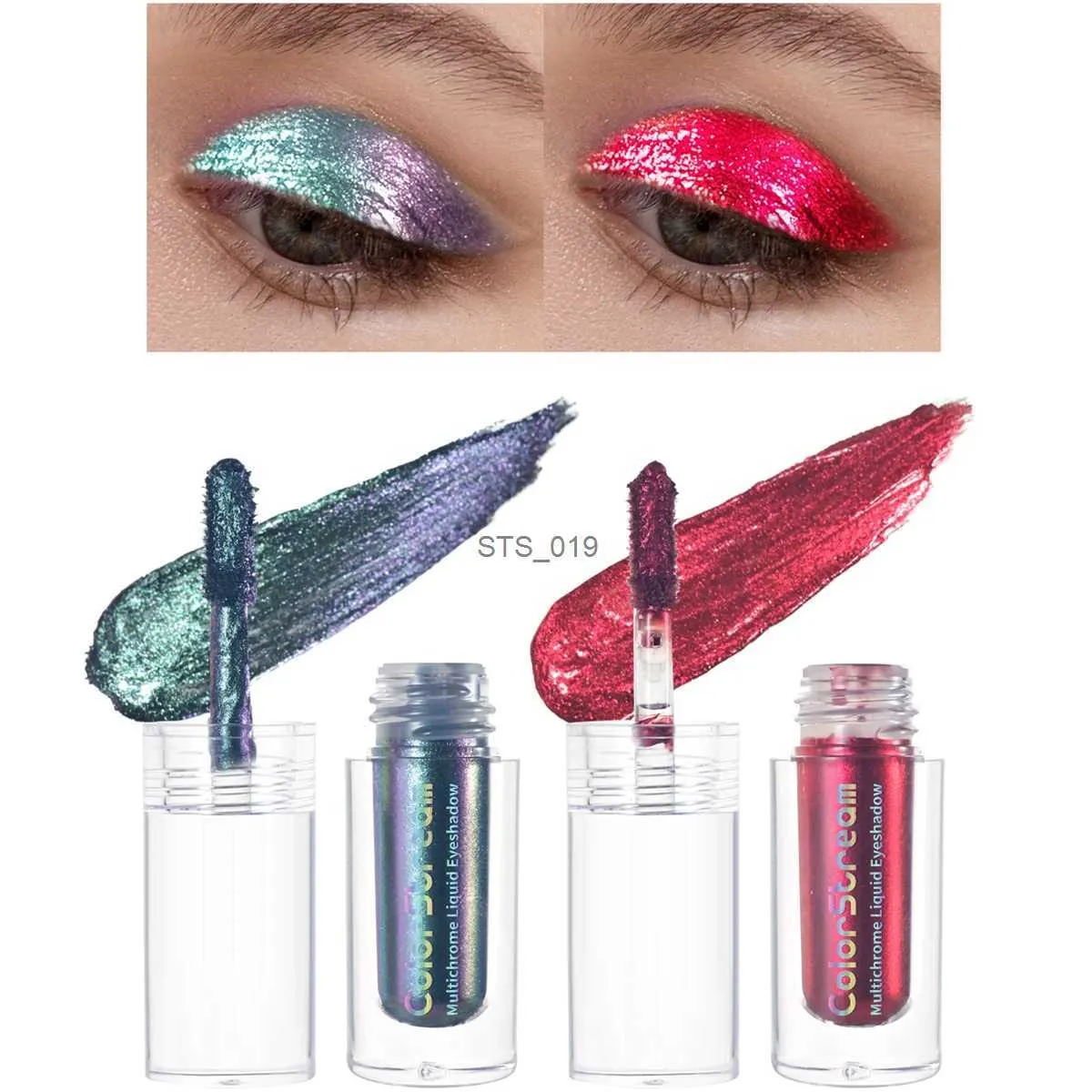 Lidschatten 2 teile/satz Multichrome Lidschatten Flüssigkeit 1,5 ml Wasserdicht Longstay Glitter Lidschatten Hochglanz Weihnachten Urlaub Make-UpL231115