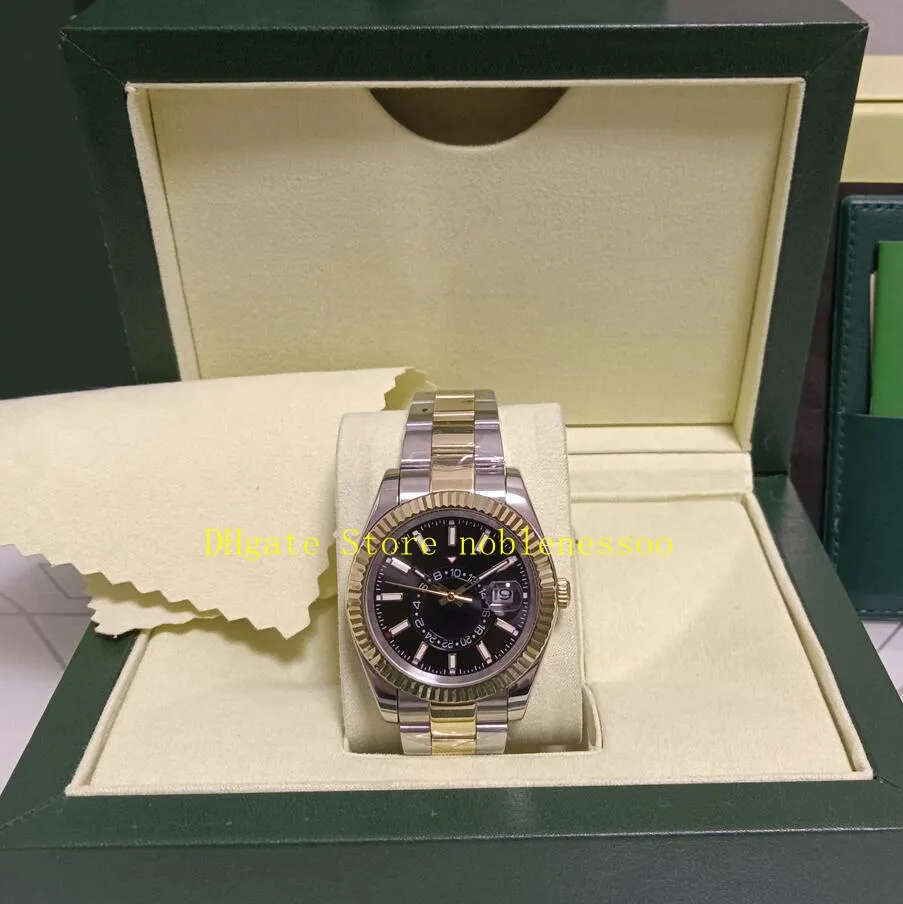 13 Style prawdziwe zdjęcie z pudełkiem Męskie zegarek Męski Automatyczny 42 mm 326933 Czarna tarcza stalowa 18k żółta złota