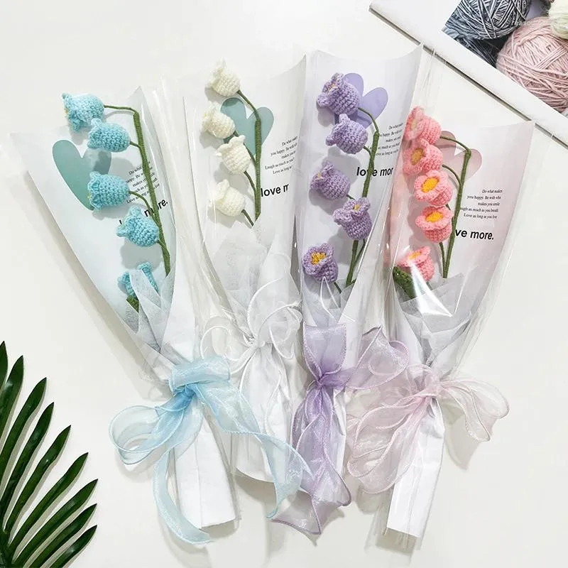 Decoratieve bloemen Creatieve handgemaakte simulatie Bell Orchidee Enkel boeket Prachtige verpakking Veelzijdig cadeau Vakantie Effen kleur Fake