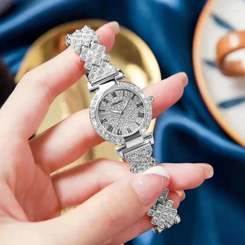 Montres-bracelets Jlanda strass montre à quartz pour femmes mode argent bracelet en acier inoxydable designer