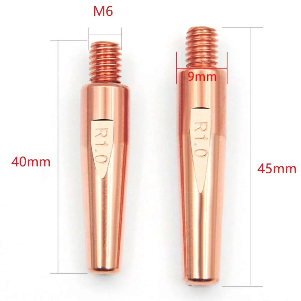 C181850 CUCRZR COPPER M6X40 M6X45 METRIK M6 Trådlängd 40 45 mm OTC CNC Robot Kontakt Tips Munstycket MIG GUN SVELING Torch Part