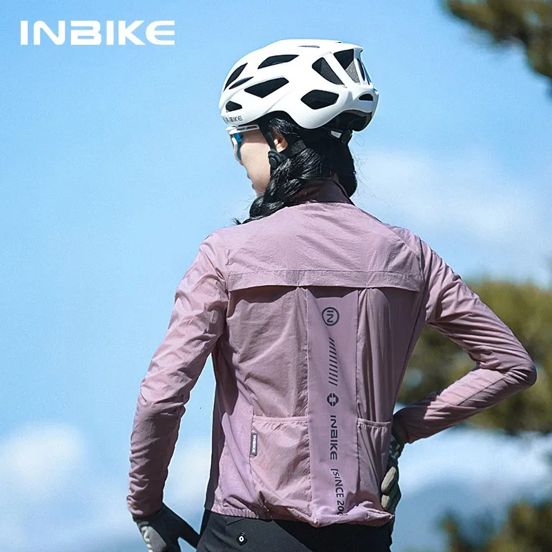 INBIKE Langarm-Windbreaker-Fahrradbekleidung für Damen zum Radfahren, winddichte Rennradjacken, leicht, mit Taschen 231115