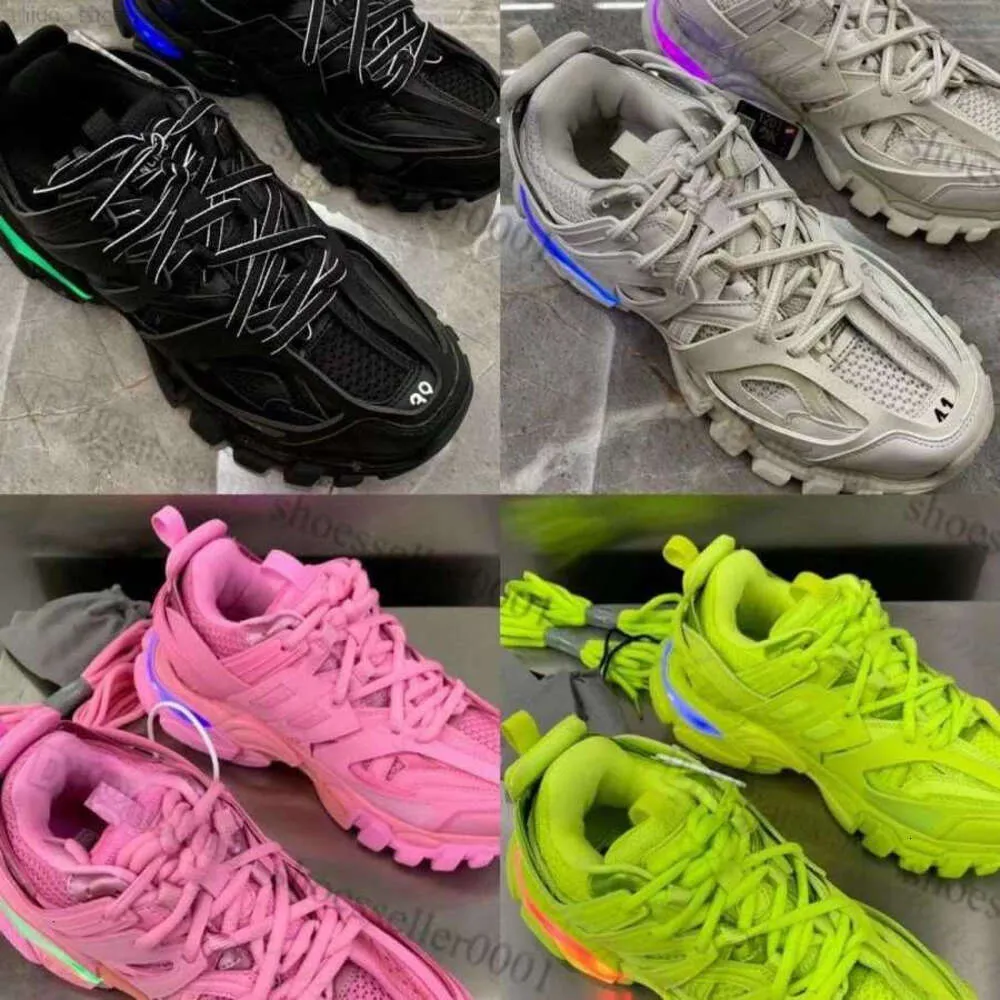 Track 3 LED Light Casual Chaussures 3.0 Femmes Hommes Chaussure De Luxe Gomma Cuir Nylon Imprimé Designer Hommes Papa Éclairé Lampe De Course Charge ShUCZ # 70