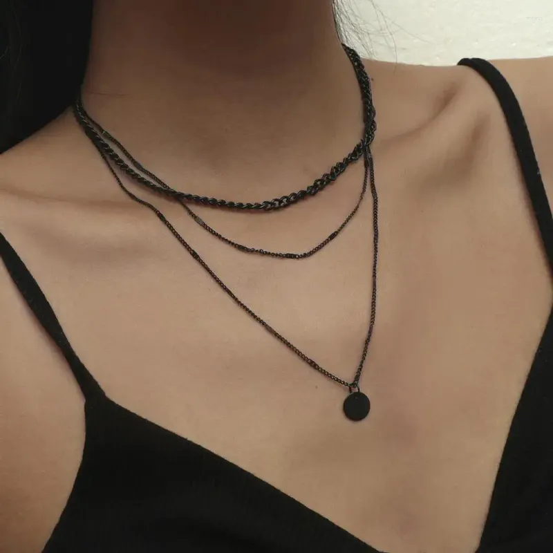 Pendant Necklaces Adjustable Extension Chain Women Necklace For Metal Multilayer Round Charm On Neck Party Jewelry