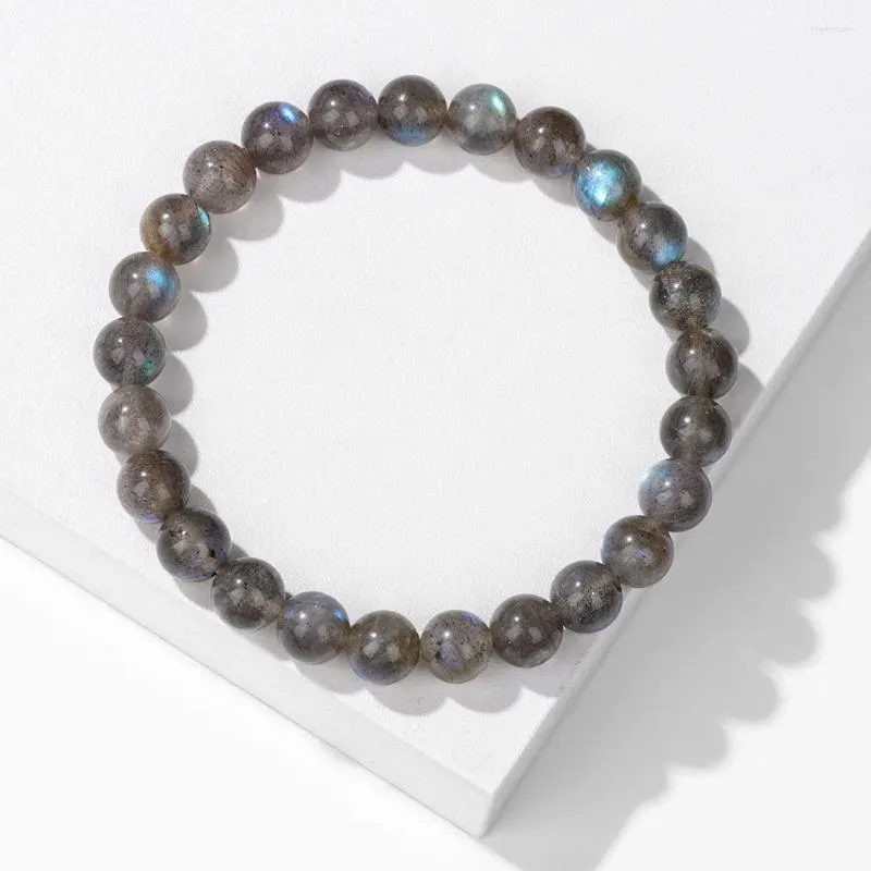 Strand 8mm Fashion Natural Stone Grey Labradorite Armband Män Kvinnor Tiger Eye Matte Healing Pärlor Bangle Handgjorda par smycken