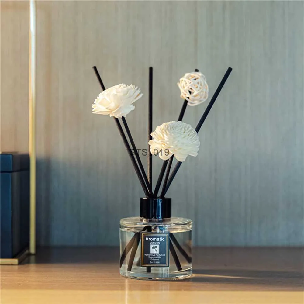 Fragrance 120ml Glass Reed Diffuser Set with Flower Rattan Sticks Aromatherapy Fragrance Set for Home Bedroom Bathroom Office DecorL231115