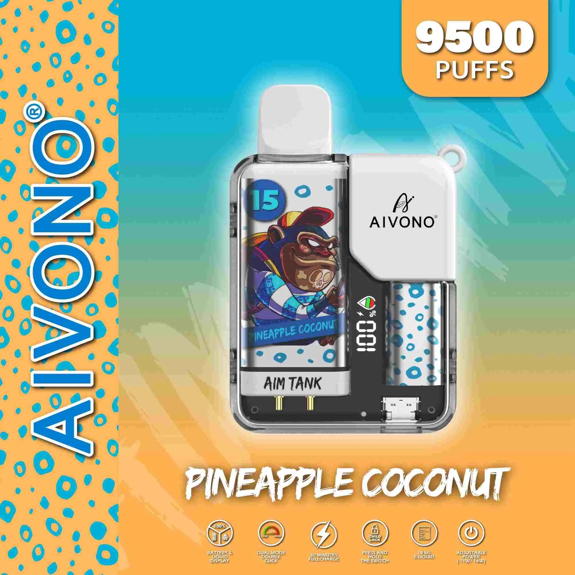 Aivono Latest 9000 9500 10000 Puffs Vapes Оптовая продажа электронных сигарет Одноразовые Vape Elf/Bar со светодиодным экраном