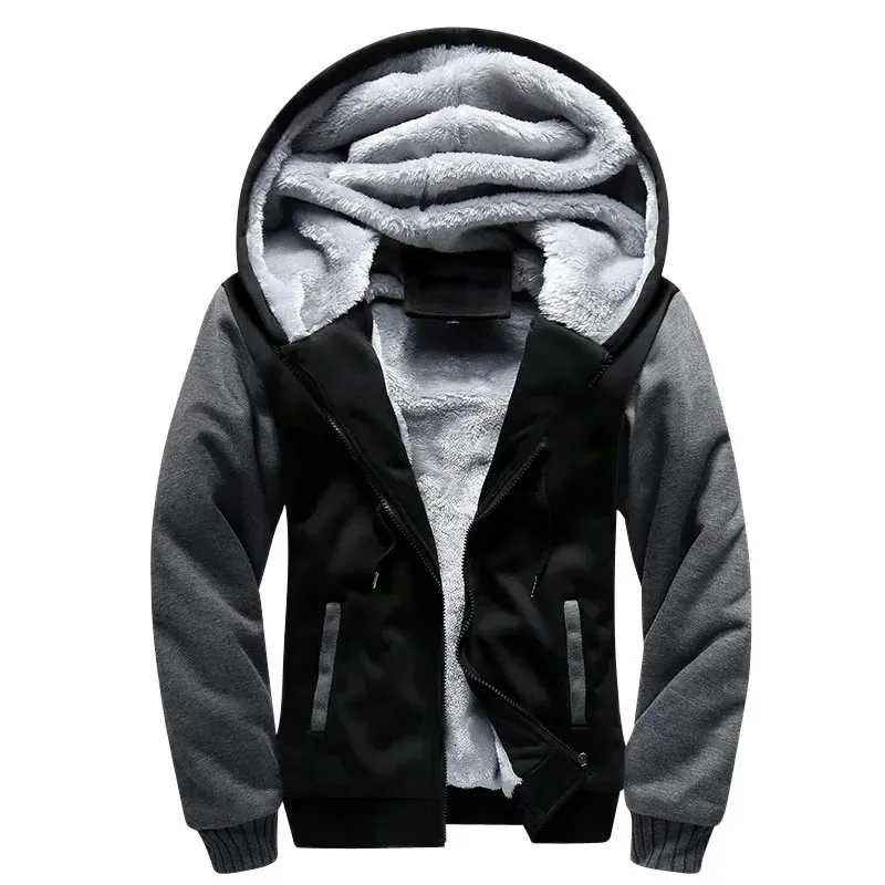 Mens Hoodies Sweatshirts Patchwork Fleece Hoodie Winter Thick Casual Hooded Cardigan Fashion Bomber Fur Jackets Zipper Coat 5xl 231114