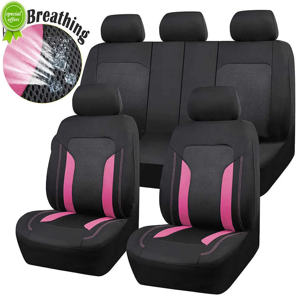 Nieuwe AutoPlus Universal Switch Fabric Fabric Auto Stoel Covers Airbag compatibele ademende zomers zitplaatsen passen de meeste auto SUV Truck bestelwagen