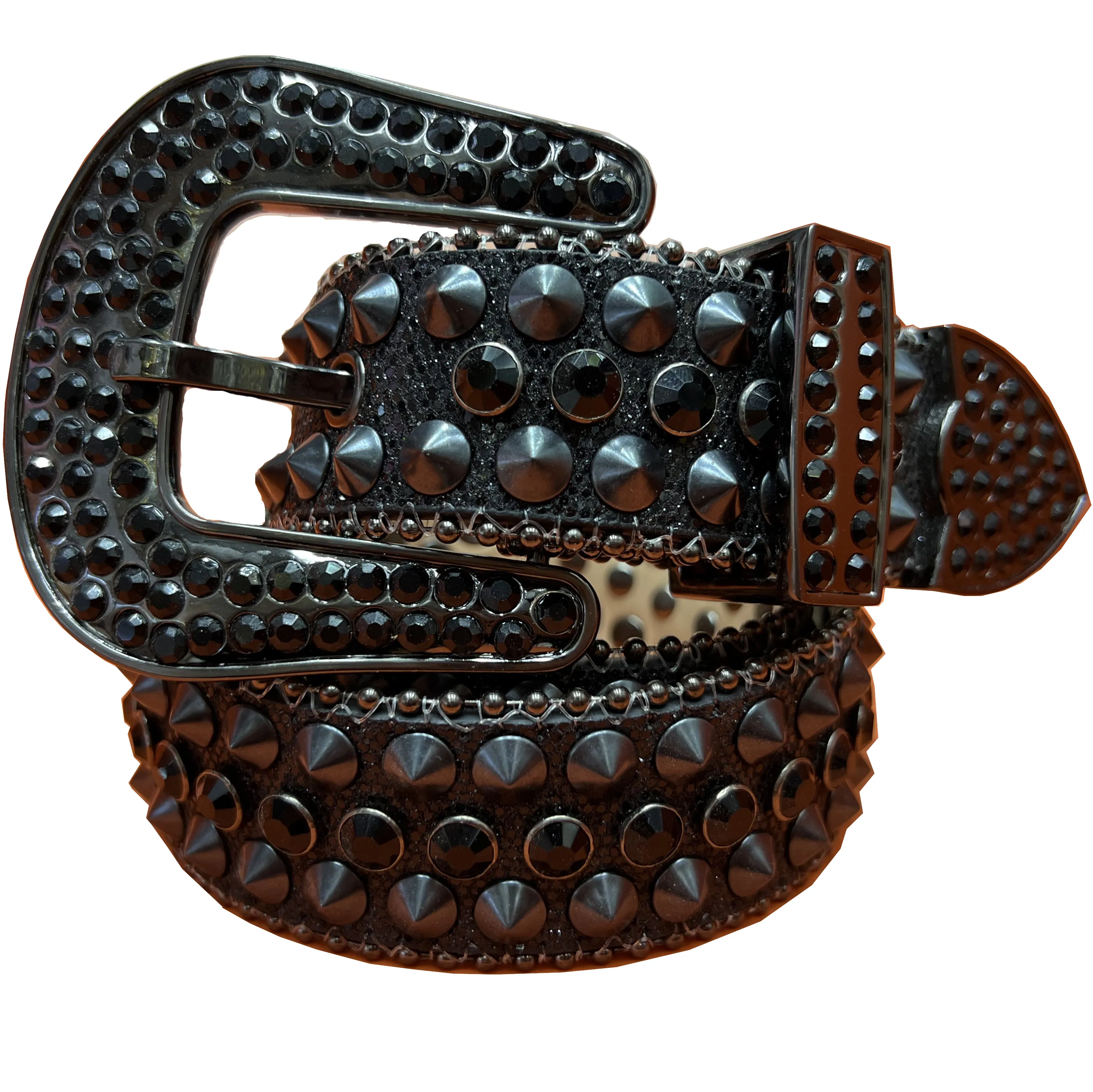 STARRY SKY Black Simon BB Belt Belt Beld مع SPIKS Punk Style Series أحزمة RHINESTONE