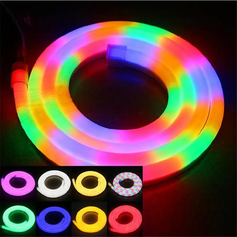 شرائط AC220V-240V 110V RGB LED NEON FLEX لإضاءة المنزل زخرفة الإضاءة حديقة المركز التجاري 50M لفة