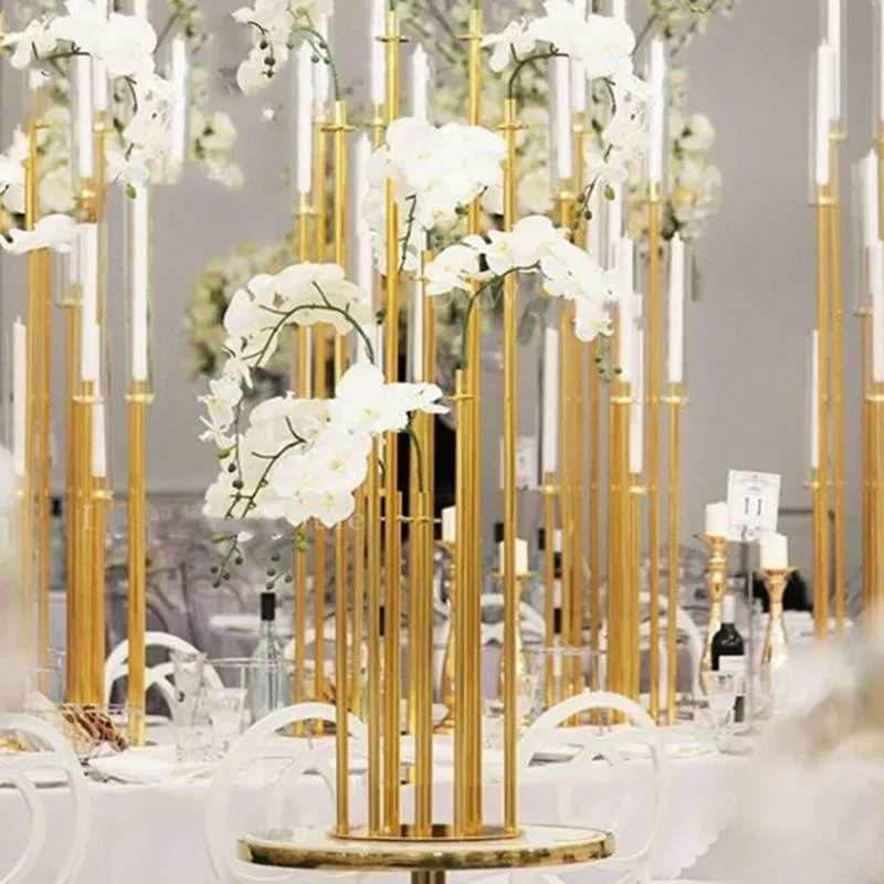 Vases 10pcs)Gold Metal Frame Round 8 Heads Flower Stand Wedding Arch For Stage Decoration Table Center Pieces AB0349
