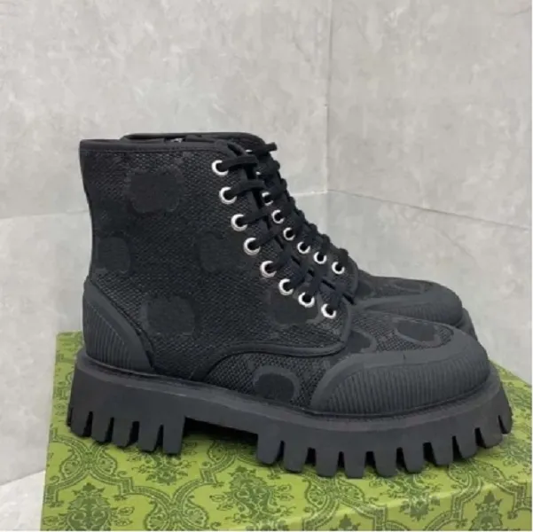 2024 Designer Schoenen Gematelasseerde Laars Dameslaarzen Luxe Platform Laarzen Leren Laarsjes Winter Dikke Bodem Schoen G Reliëf Rubber Hoge Hak Laars 35-46