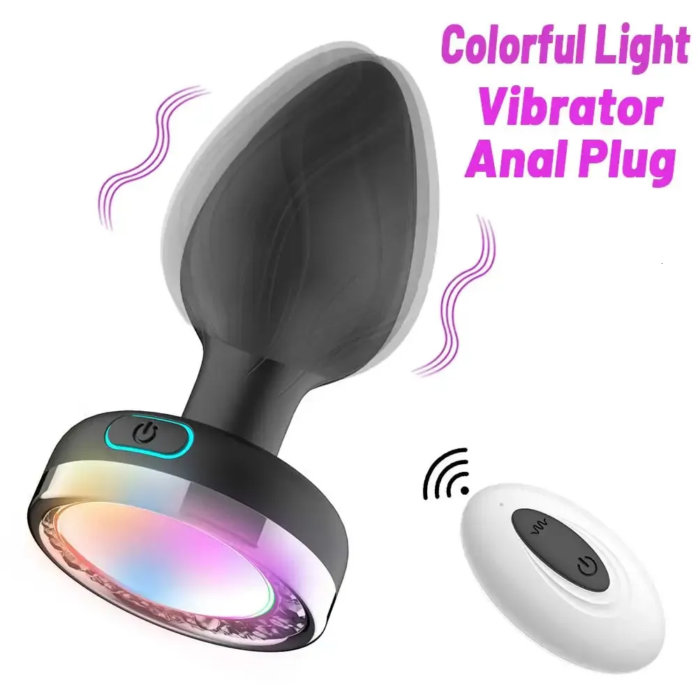 Juguetes anales 10 Frecuencia Butt Plug Luz colorida Anal Plug Vibrador Masaje de próstata Juguete sexual Mujeres Hombres Gay Adulto Control remoto inalámbrico 231115