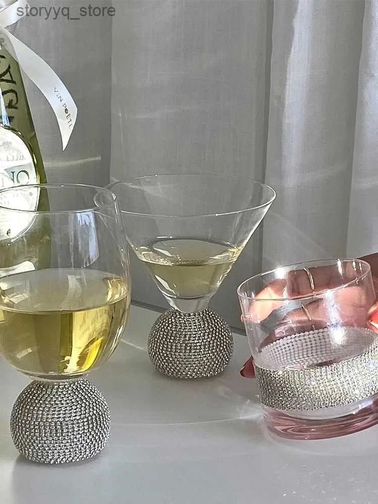 Kieliszki do wina Sparkling Diamond Kryształ kieliszek wina Puchar Woda Puchar Drink Puchar Dziewczyna Deser Puchar Whisky Puchar Szampański Szampan Winowy Kieliszk Kieliszek Q231115