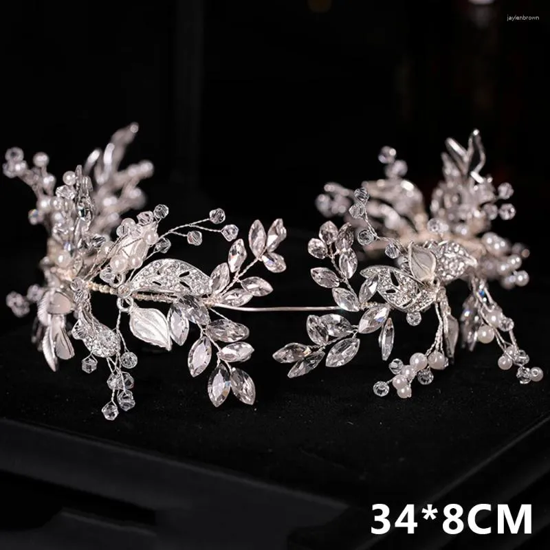 Headpieces Bridal Sweet Headband Leaf Pearls Hair Accessories With Dazzling Rhinestones For Bridesmaid Wedding Party Balls