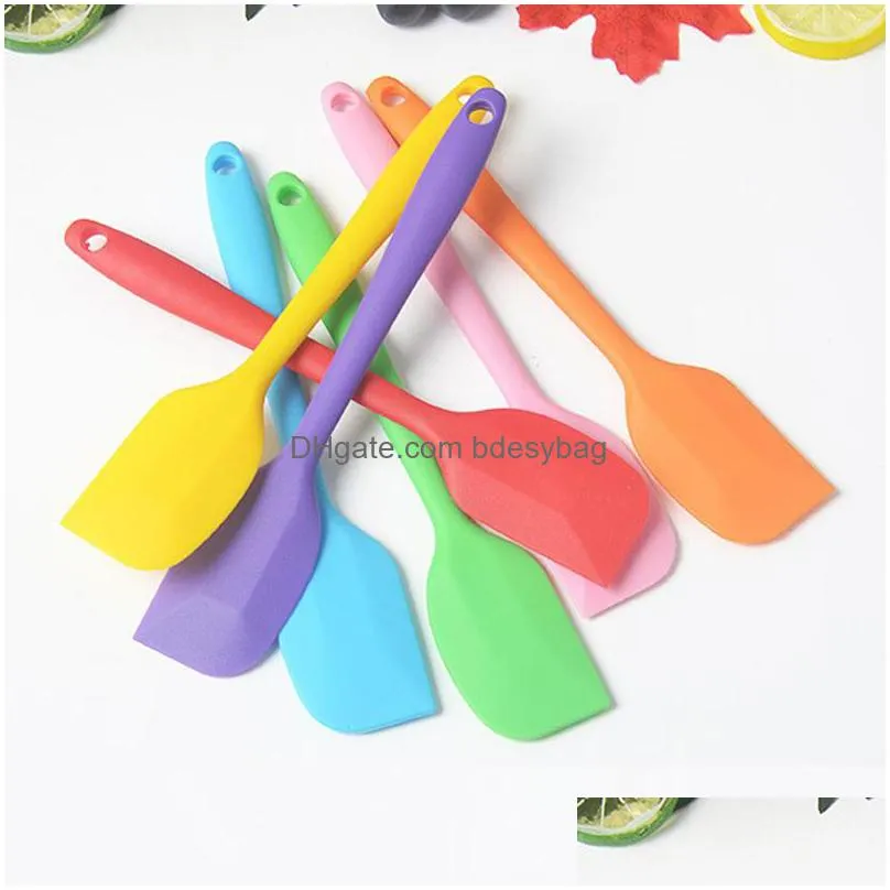 multicolor food grade non stick silicone spatula cooking baking scraper cake cream butter mixing batter tools silicone spatula lx0810