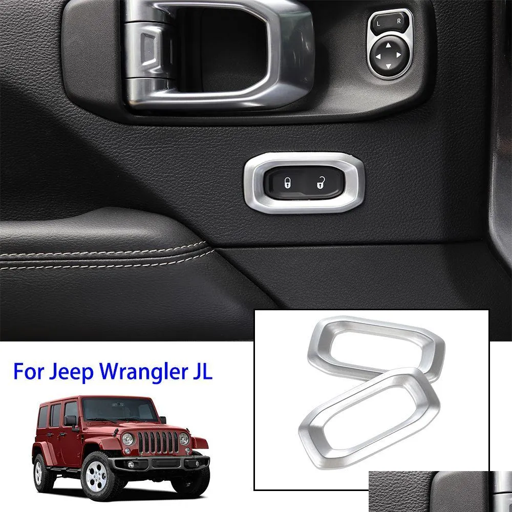 Altri accessori interni Anello decorativo per interruttore serratura porta Sier per Jeep Wrangler Jl Factory Outlet Accessori interni di alta qualità Dhgxr