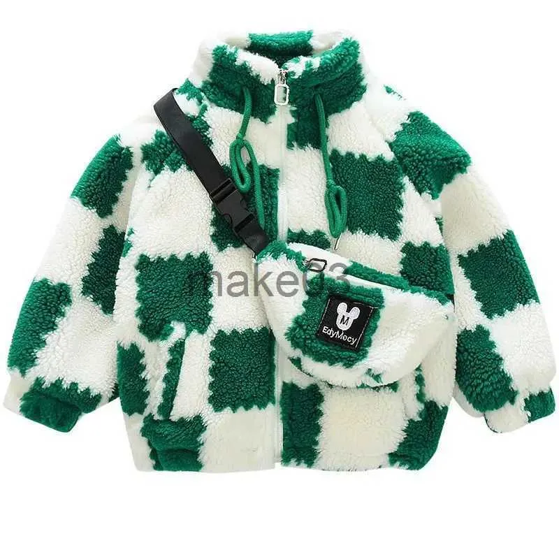 Giacche plaid casual marea vestiti per bambini primavera autunno sciolto pile berbero caldo spesso ragazza ragazzo giacche donna uomo abiti bambini 2023 J231115