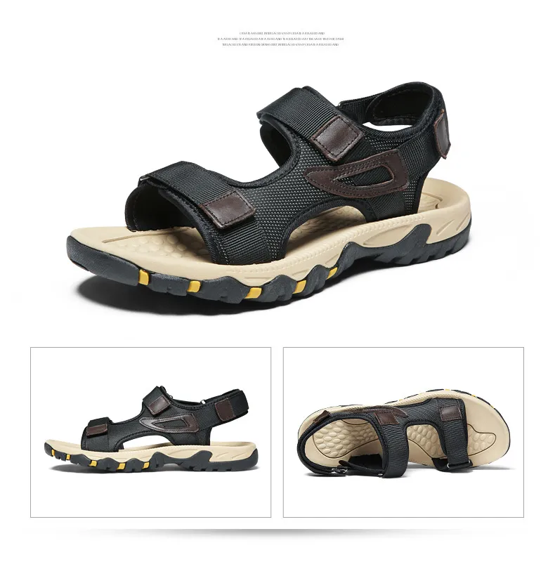 Nieuwe modeheren lederen sandalen ademende muilezels schoenen glijden slip op sandalen mannen zomerschoenen thuis slippers
