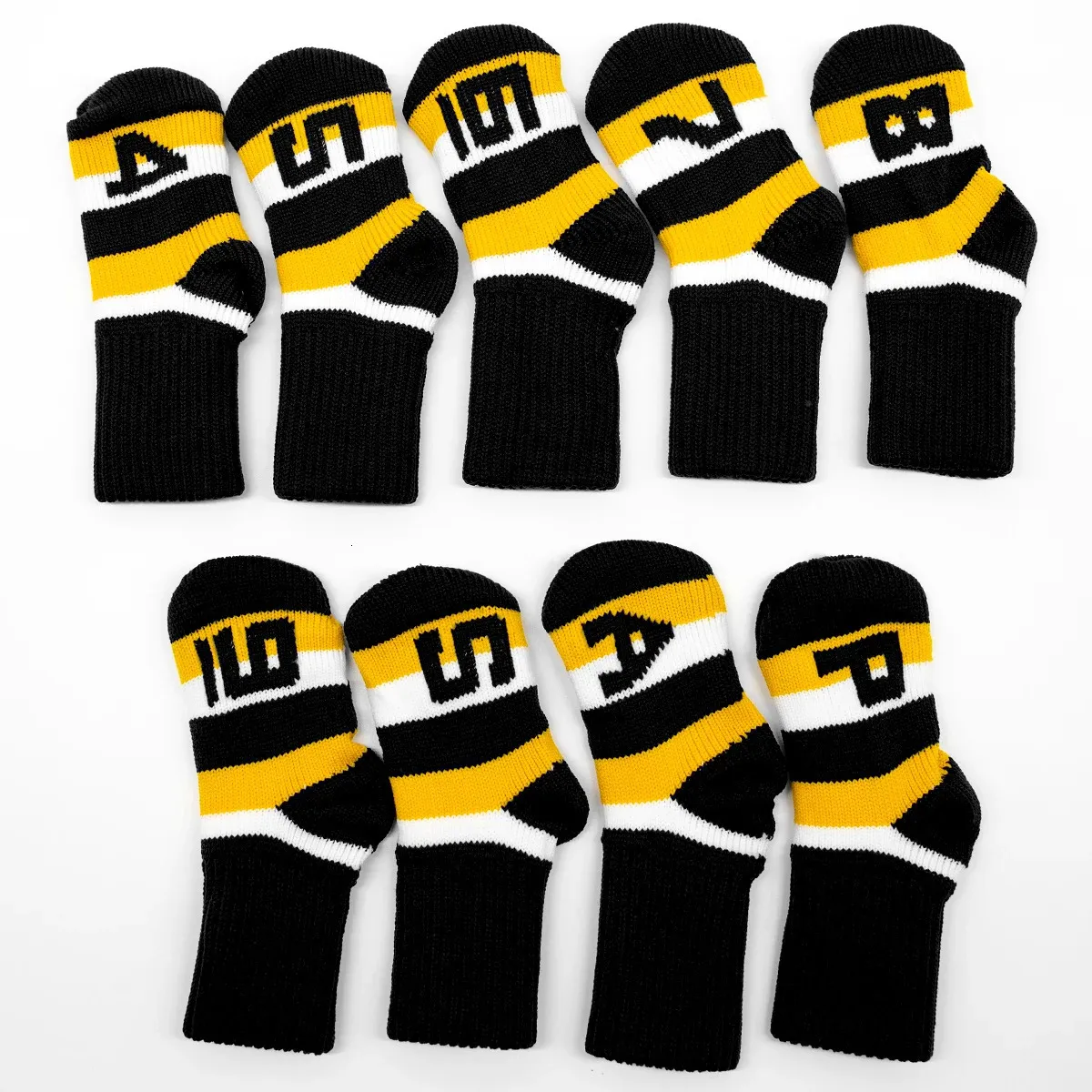 Andra golfprodukter 9st stickade golfhuvudskydd täcker klubbjärngolfstrykjärn huvud täcker stickade långhals strumpstil golf headcovers washable 231114