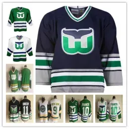 Hartford``Whalers``Custom Vintage CCM Hockey Jerseys Any Name Any Number Stitched Mike Liut CHRIS PRONGER Ron Francis VERBEEK Kevin Dineen Glen Wesley