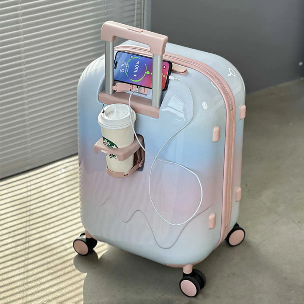 Save Big on Bulk Beauty Trolley Case On Wheels Makeup Suitcase With Wheels:  Stylish Gradient Hardshell Rolling Luggage For Women And Men Lightweight