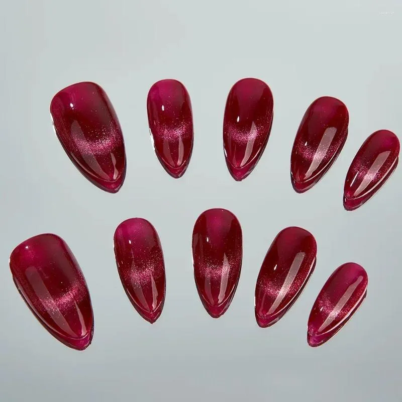 Unhas Falsas 10 PCS Handmade Falso Olho de Gato Nail Art Wearable para Inverno Outono Dicas de Cobertura Completa Press On