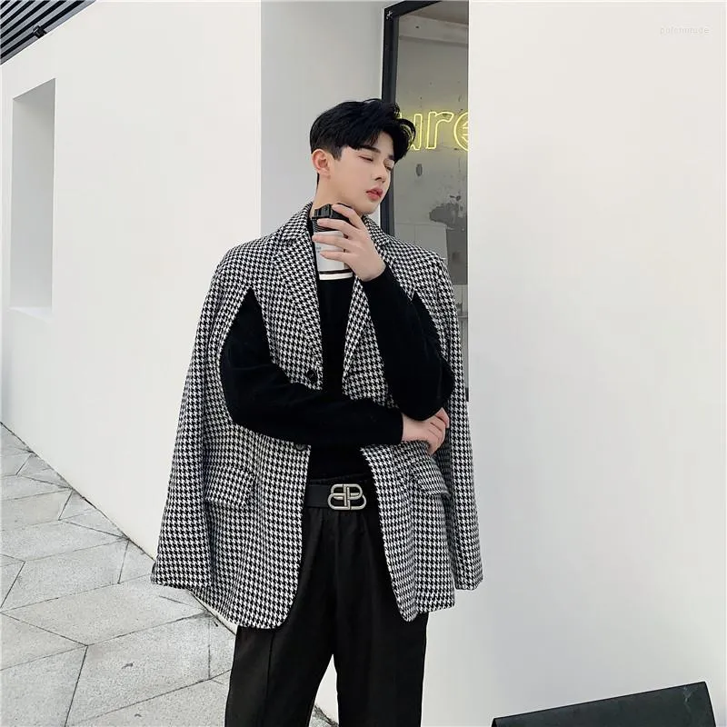 Herenpakken mannen 2 -stijl dragen losse casual dikke plaid pak jas sjaal man man vintage streetwear mode blazer jas bovenkleding