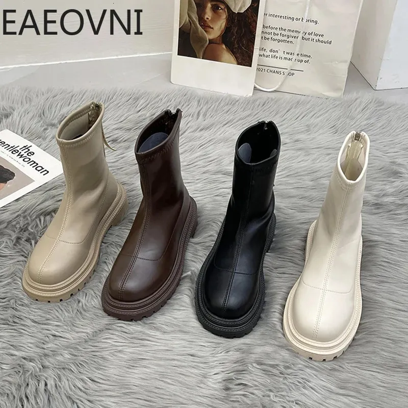 Stivali Autunno Inverno Donna Stivali lunghi PU Pelle da donna Cerniera Cavaliere Appartamenti Stivali con tacco Moda antiscivolo Tacco alto Stivali al ginocchio 231115