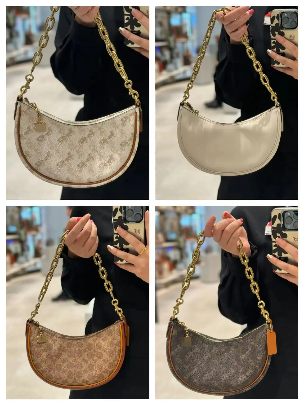 CM582 CM584 CM583 MIRA Maillard Style Saddle Bag Axelväska Kvinnor Crossbody Sling Chain Half Moon Beg 582 584 583