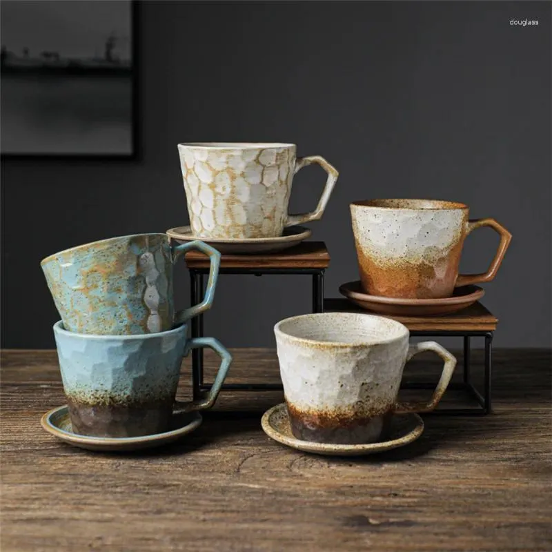 Mokken Keramische Koffiemok Schotel Set Vintage Japanse Melk Engelse Afternoon Tea Eenvoudige Stijl Ruwe Aardewerk Cup