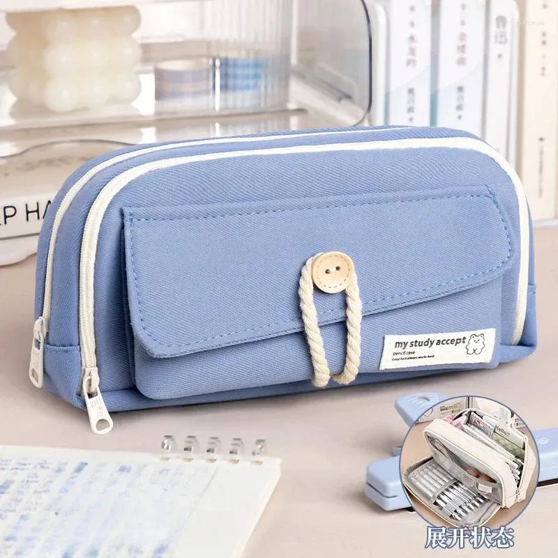 BAYTORY Multi-Compartment Pencil Case, Large Stitch Pencil - View #3