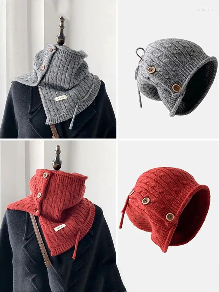 Lenços moda japão coreia lenço mágico inverno malha botões de lã xale chapéu mulheres gola alta estilo neckerchief múltiplas maneiras de usar