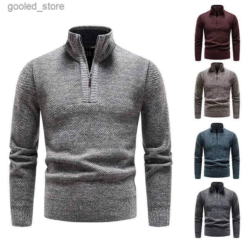 Sweter męski swetr na wpół zamek błyskawiczny Sweter Pluszowy i gruby płaszcz Silny kolor SWEAT Kolorowy SWEATER DUŻY SWEATER Q231115