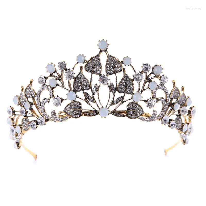 Hårklipp 2023 Kvinnor Princess Crown pannband Kristall Rhinestone Leaf Tiara och Crowns Band smycken brudtillbehör bröllop