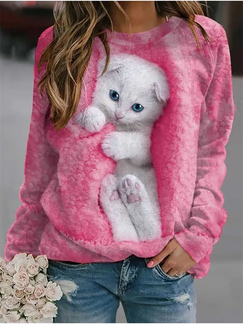 Felpe rosa da donna Felpe con cappuccio Desinger da donna T-shirt taglie forti con top in cotone Pullover per adolescenti Pink Vision Pullover verdi carini