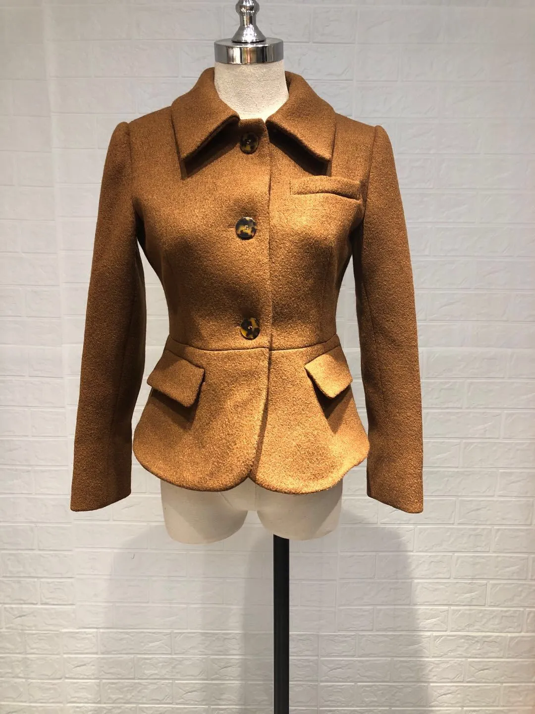 Brown Wool Jacket Petite Chic Brown Short Wool Coat: Women's