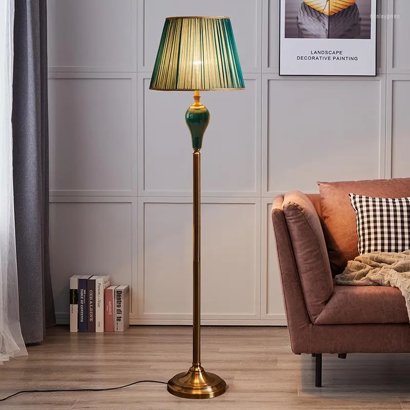 Vloerlampen Amerikaans vintage keramische led lamp woonkamer studie op afstand afstandsbediening dim staand slaapkamer bedkamer licht licht thuis decor