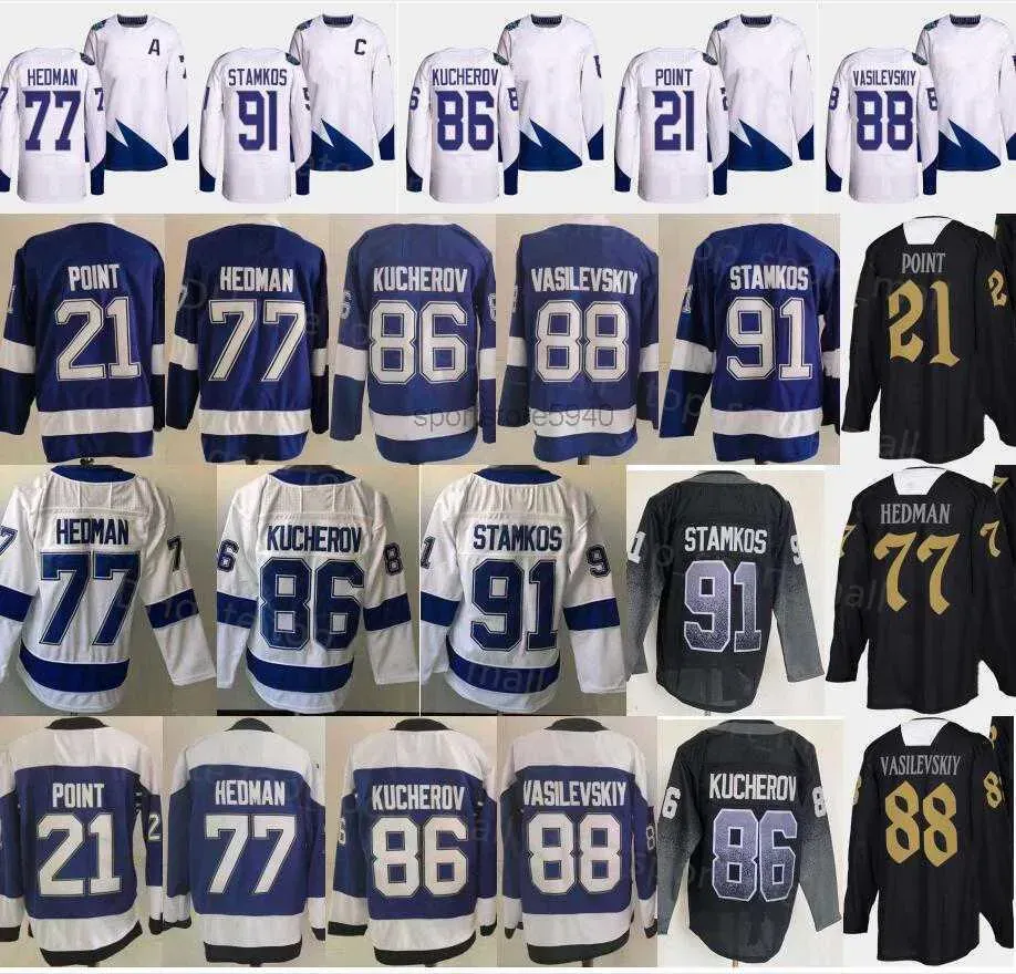 Anpassad Hot 2022 Stadium Series Hockey 21 Brayden Point Jersey 77 Victor Hedman 86 Nikita Kucherov Andrei Vasilevskiy 91 Steven Stamkos Rever