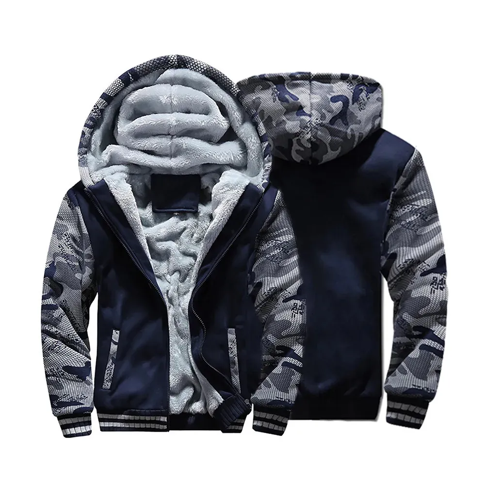 Men's Jackets Winter Jacket Thicken Fleece Lining Hooded Coats Mens Camouflage Corduroy Warm Clothing 231114