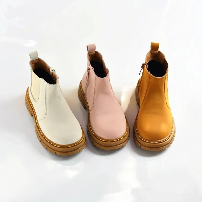 Stivali Stivali da equitazione per bambini in vera pelle Morbida pelle bovina Autunno Inverno Ragazze Stivali da neve Stivali da ragazzo moda Scarpe casual per bambini 231115